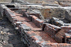 
Foundation for a conveyor system for moving coal from the feldspar washer, Cyfarthfa Ironworks, September 2013